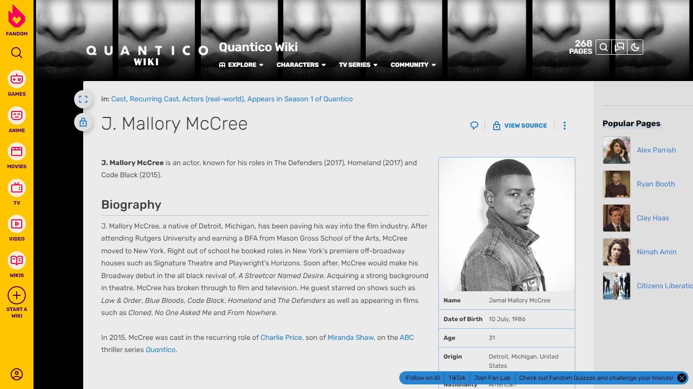 J. Mallory McCree | Quantico Wiki | Fandom